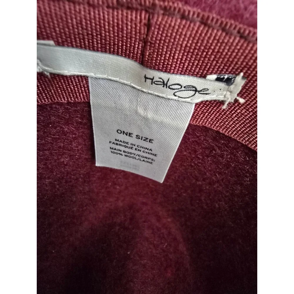 Burgundy Boho Halogen Nordstrom Wool Fedora Hat OS